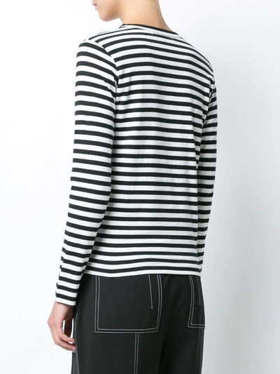 Shop Comme Des Garçons Play Striped Long Sleeved T-shirt In Black ,white