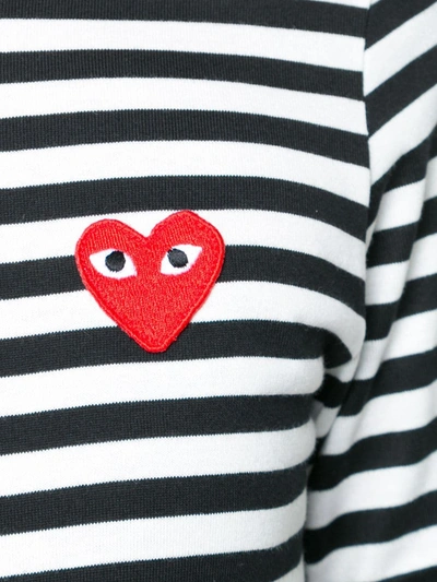 Shop Comme Des Garçons Play Striped Long Sleeved T-shirt In Black ,white