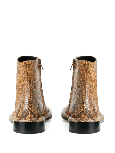 Shop Proenza Schouler Snakeskin-effect Round-toe Ankle Boots In Brown