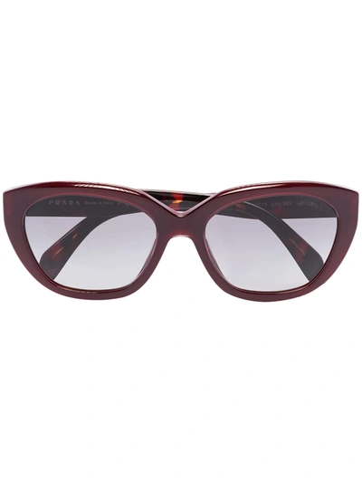 Shop Prada Two-tone Cat-eye Frames Sunglasses In Red