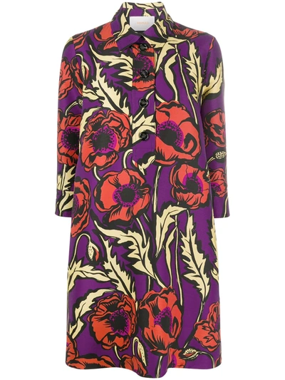 Shop La Doublej Floral Print Shift Dress In Purple