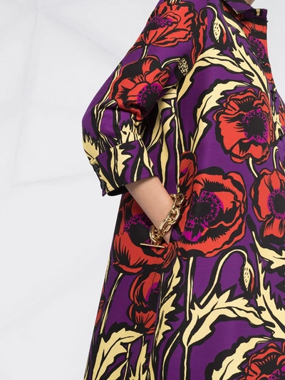 Shop La Doublej Floral Print Shift Dress In Purple