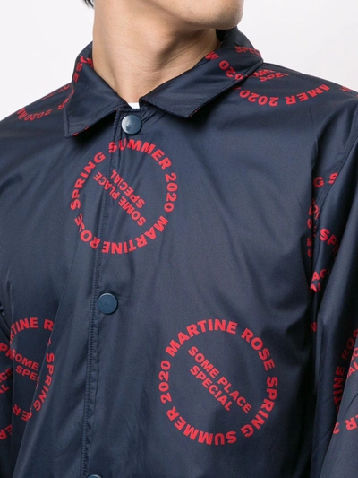 Shop Martine Rose Logo Print Bomber Jacket In Blue
