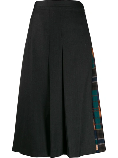 Shop Ferragamo Pleated Midi Skirt In Grey