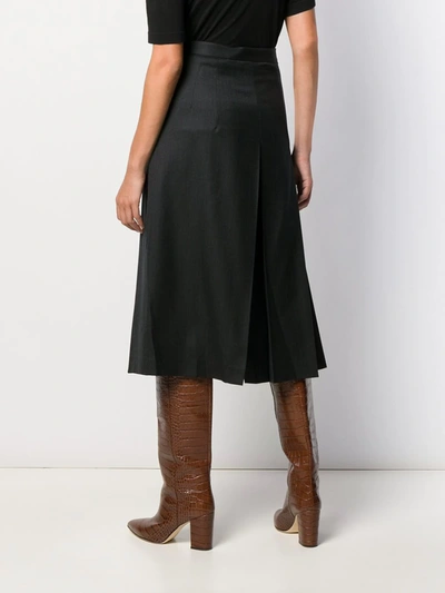 Shop Ferragamo Pleated Midi Skirt In Grey