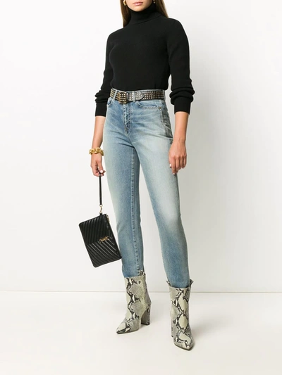 Saint Laurent Ribbed Wool And Cashmere-blend Turtleneck Sweater In Black