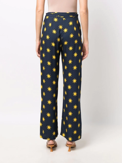 Shop Alessandro Enriquez Starry Printed Straight-leg Trousers In 蓝色