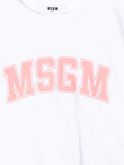 Shop Msgm Cropped Logo-print T-shirt In White