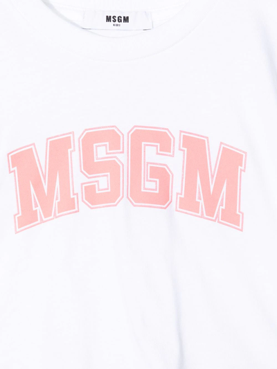 Msgm Cropped Logo-print T-shirt In White