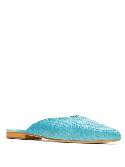Sarah Chofakian Braided Leather Mules In Blue