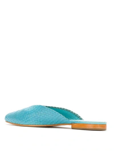 Shop Sarah Chofakian Braided Leather Mules In Blue