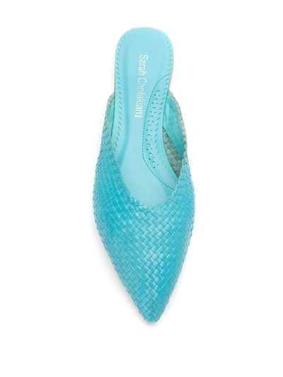 Sarah Chofakian Braided Leather Mules In Blue