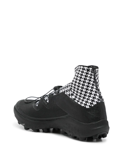 Shop Comme Des Garçons Houndstooth-print Slip-on Sneakers In 黑色