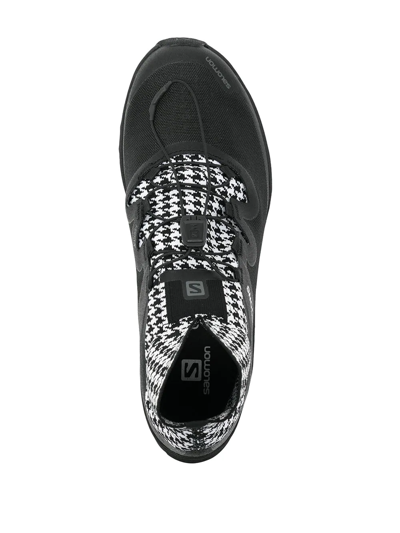 Shop Comme Des Garçons Houndstooth-print Slip-on Sneakers In 黑色