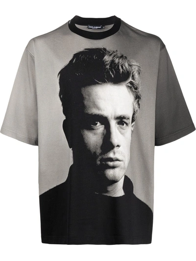 Shop Dolce & Gabbana James Dean Print T-shirt In Grey