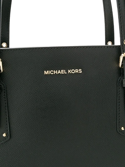 Michael Michael Kors Womens Black Voyager Leather Tote Bag In Black