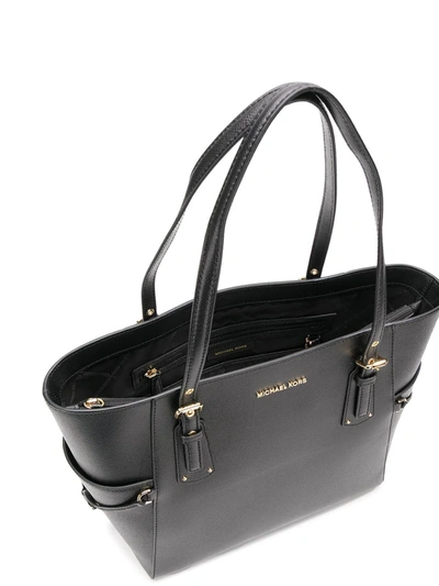 Michael Michael Kors Womens Black Voyager Leather Tote Bag In Black
