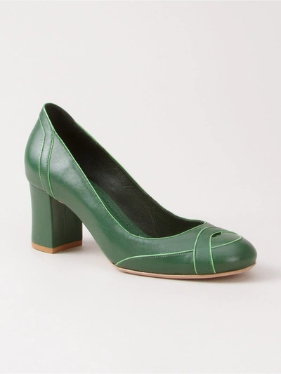 Shop Sarah Chofakian Mid-heel Pumps In Green