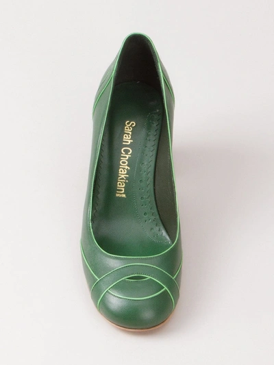 Sarah Chofakian Mid-heel Pumps In Green
