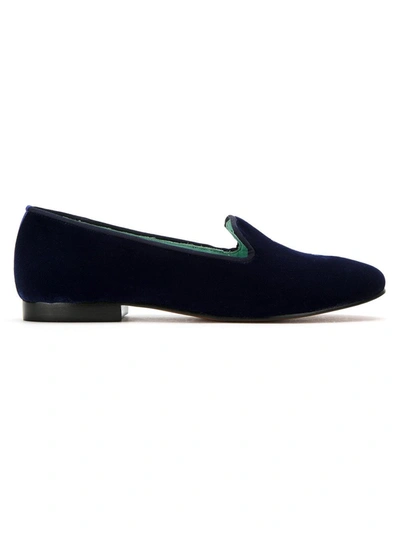 Shop Blue Bird Shoes Velvet I Do Loafers In Blue