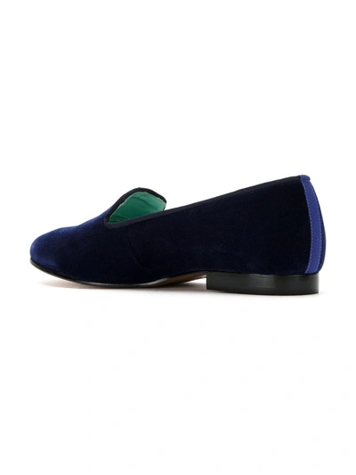 Blue Bird Shoes Velvet Boysh Embroidered Loafers In Blue