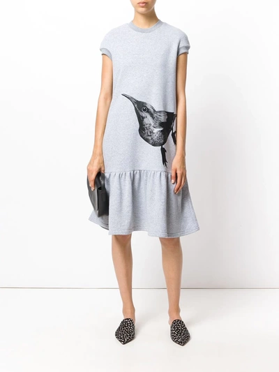 Shop Ioana Ciolacu Bird Print T-shirt Dress In Grey