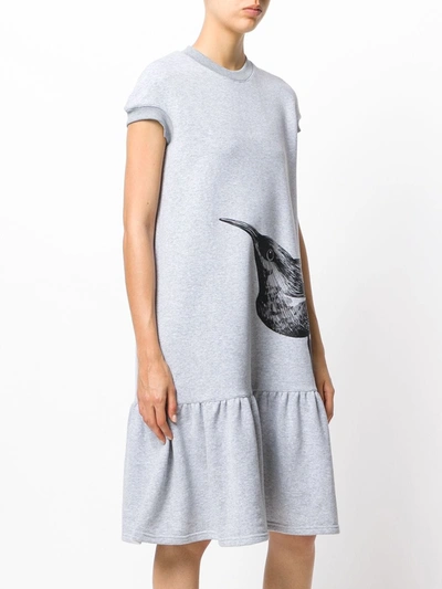 Shop Ioana Ciolacu Bird Print T-shirt Dress In Grey