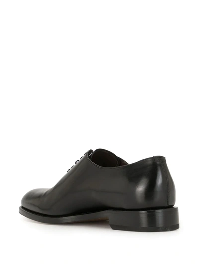 Ferragamo Men's Angiolo Tramezza Whole-cut Leather Lace-up Shoes In Black