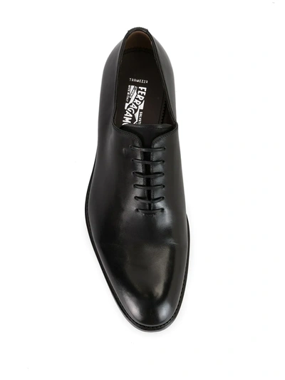 Ferragamo Men's Angiolo Tramezza Whole-cut Leather Lace-up Shoes In Black