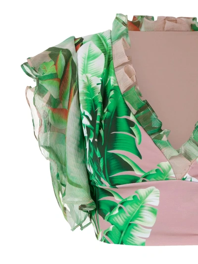 Shop Amir Slama Printed Crop Top Bikini Set In Green