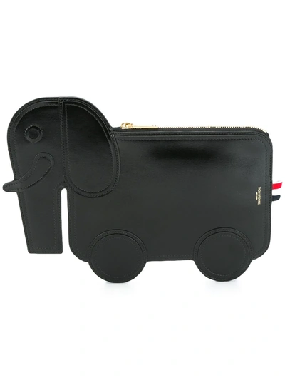 Shop Thom Browne Elephant Clutch In Black Calf Leather