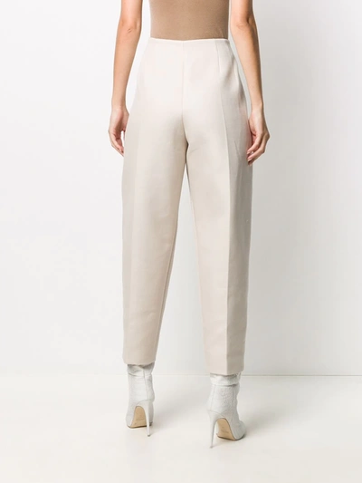 Shop Agnona Pleat-front High-rise Cropped Trousers In Neutrals