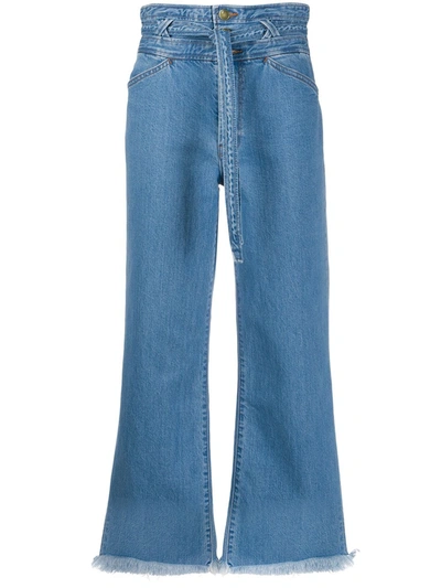 Shop J Brand Denim High Waisted Cropped Jeans In Blue