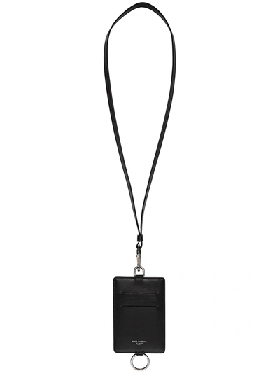 Shop Dolce & Gabbana Lanyard Dropped Cardholder In Black