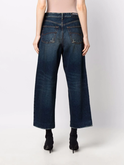 Shop Balenciaga Cropped Wide-leg Jeans In Blau