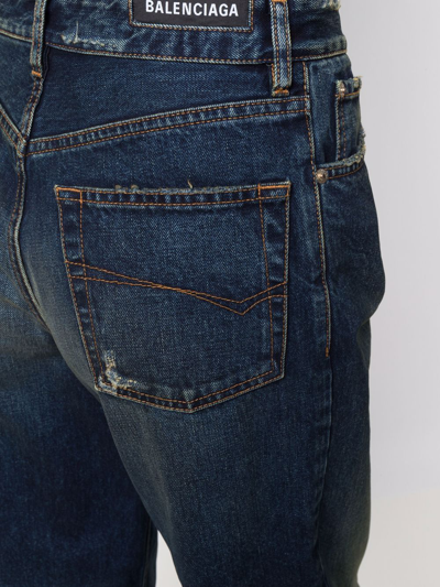Shop Balenciaga Cropped Wide-leg Jeans In Blau