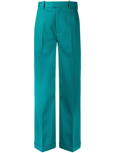 Shop Bottega Veneta Straight-leg Tailored Trousers In Green
