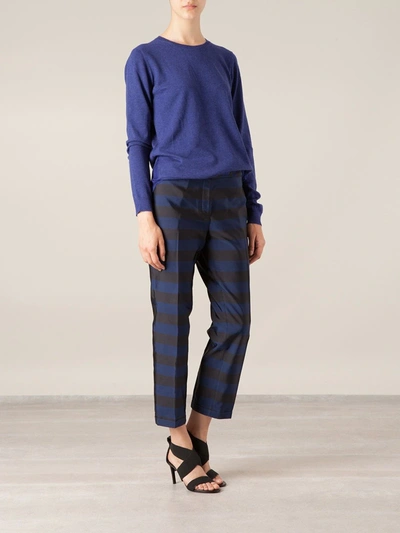 Shop Thom Browne Cropped Tailored Trousers In Blue