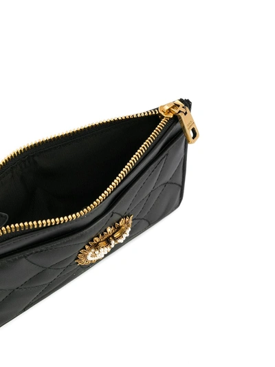Dolce & Gabbana Medium Devotion Quilted Card Holder In Black