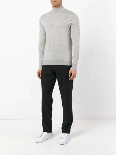 N•peal Fine Gauge Mock Turtle Neck Jumper In Grey