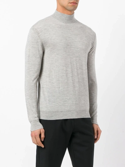 N•peal Fine Gauge Mock Turtle Neck Jumper In Grey