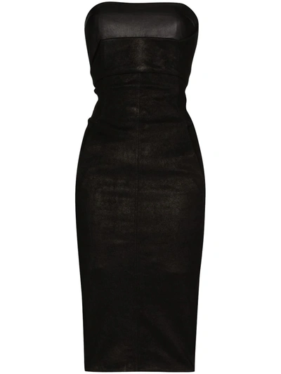 Shop Rick Owens Sleeveless Bustier Leather Dress In Black
