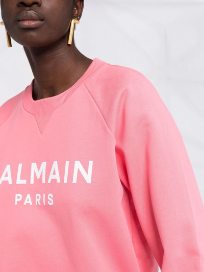 Shop Balmain Logo-print Sweatshirt In Pink