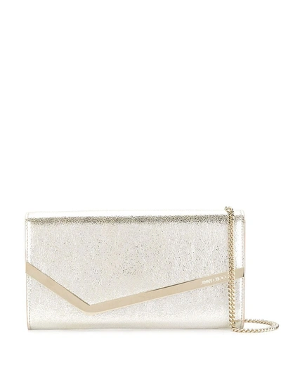 Shop Jimmy Choo Emmie Leather Clutch Bag In Metallic