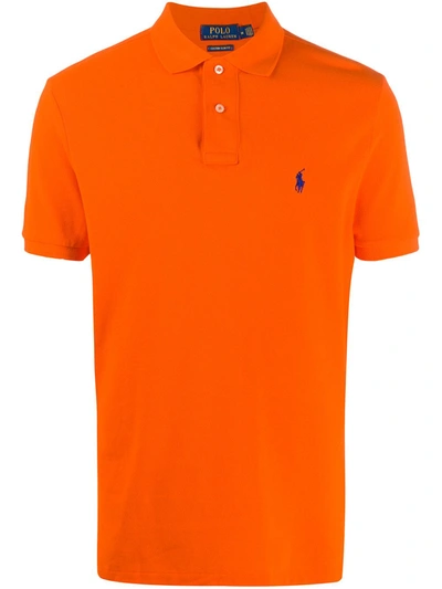 Shop Polo Ralph Lauren Logo-embroidered Piqué Polo Shirt In Orange