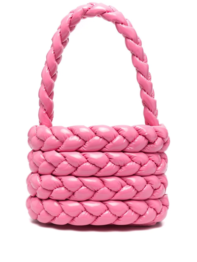 Shop A.w.a.k.e. Elea Braided Basket Bag In Rosa