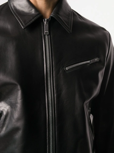 Shop Valentino Logo-print Leather Jacket In Black