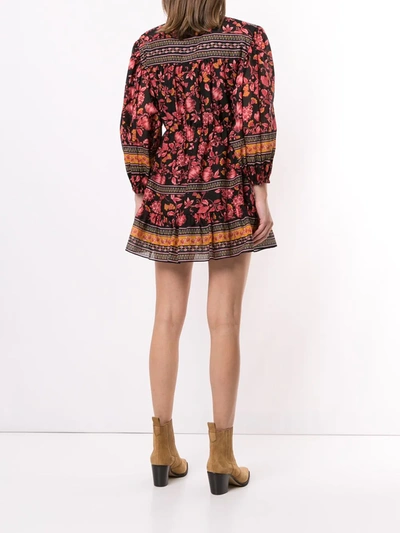 Shop Alice And Olivia Sedona Floral Print Mini Dress In Multicolour