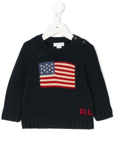 Shop Ralph Lauren Logo Knit Sweater In Blue