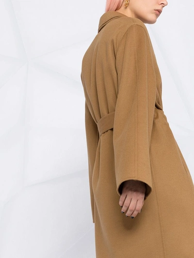 Shop Loewe Belted Oversized Coat In Brown